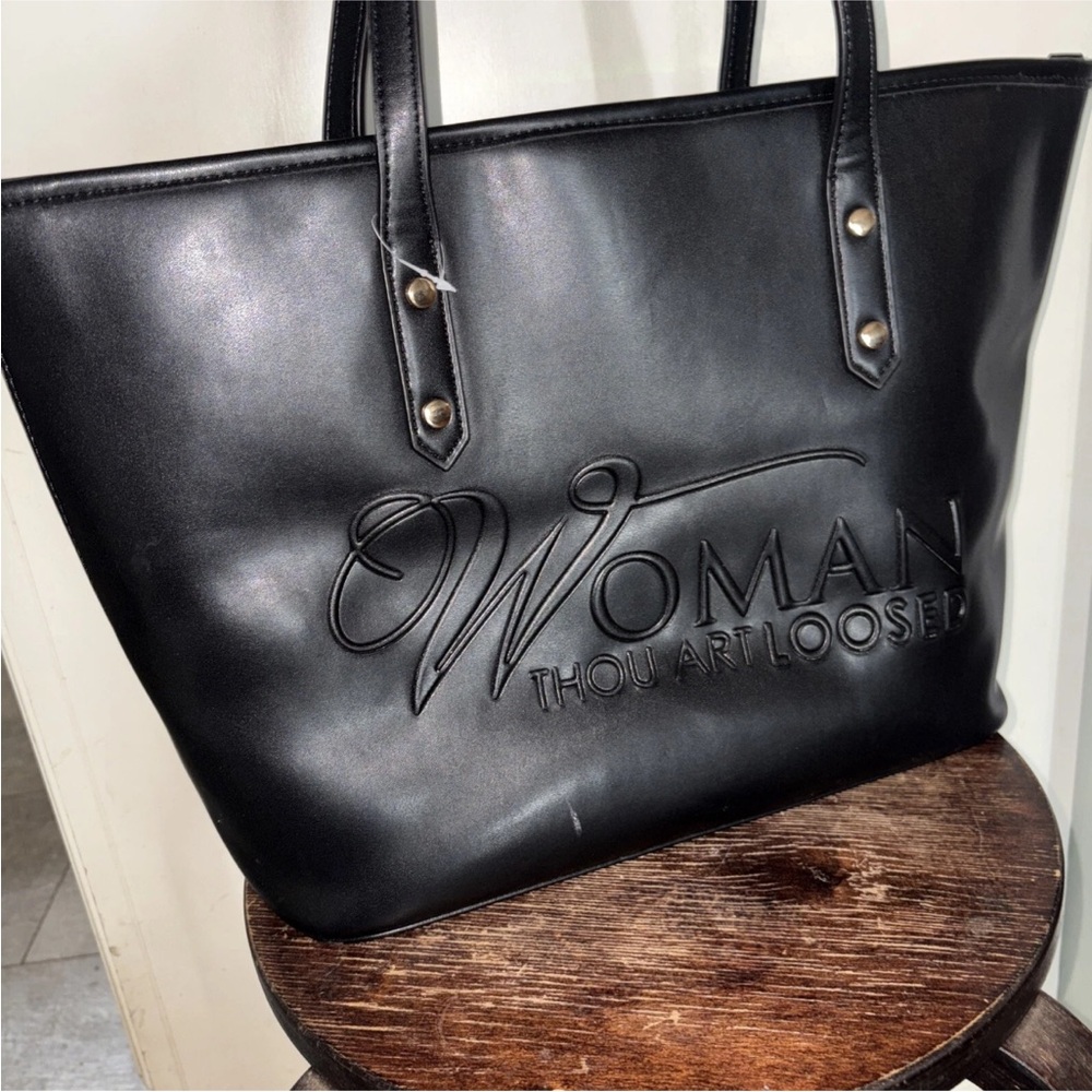 Black Tote Bag woman thou art lose! Christians smoke free#fastshipping -#nwot - Picture 6 of 6